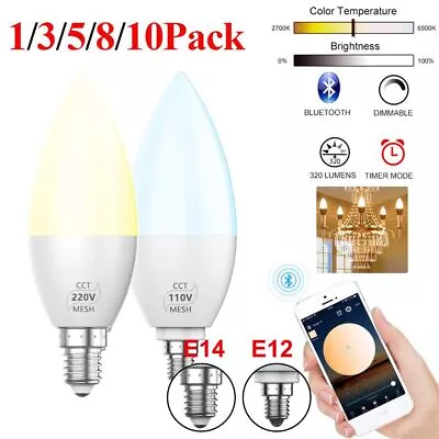 E12 E14 Bluetooth Smart LED Chandelier Candle Light Bulb 4W 2835 SMD Energy Bulb • $322.29