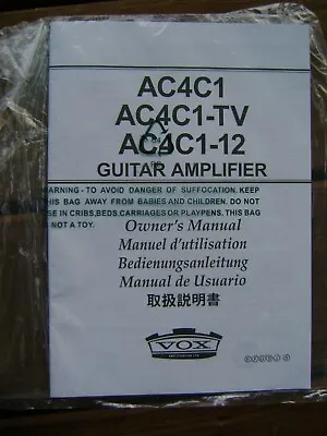 Vox AC4C1 AC4C1-TV AC4C1-12 Guitar Amplifier Owners Manual Sealed In Package • $10.99