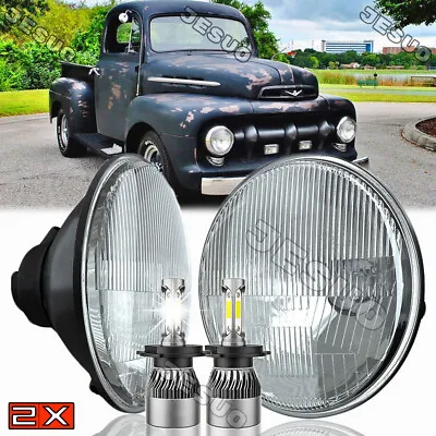 For Ford F1 1948-1952 Pair 7  Inch Round H4 LED Headlights Hi/Lo Beam White • $88.20
