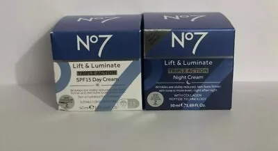 No7 Lift & Luminate Triple Action Day And Night Cream 2 × 50ML Brand New  • £31.94