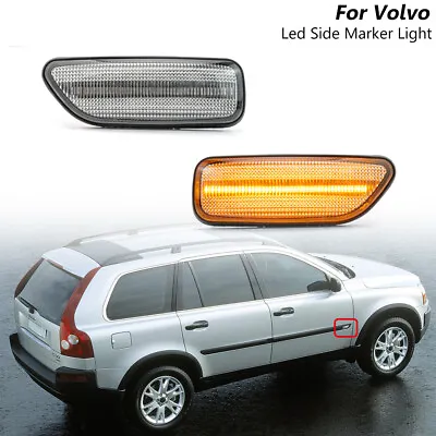2x Sequential Clear Led Side Marker Turn Signal Light For Volvo S60 S80 XC90 V70 • $26.99