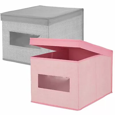 MDesign Fabric Baby Nursery Closet Storage Organizer Box For Bibs Burp Cloths • £10