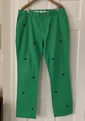 Vineyard Vines Breaker Pants Green Slim 38 X 34 Chinos Navy Blue Shamrock Cotton • $4.90