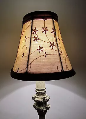 VTG Small Beaded 5.5” Clip On LAMP SHADE Gold Fabric SHINY Copper Thread Pearls • $17.75