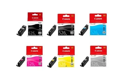 Canon Ink Cartridge PGI525PGBK CLI526BK CLI526C CLI526M CLI526Y CLI526GY LOT • £69.47