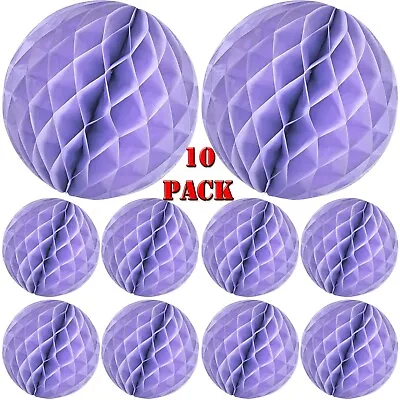 10 X Honeycomb Balls Diameter 25cm Party Decoration Lantern Purple 10  • £4.90