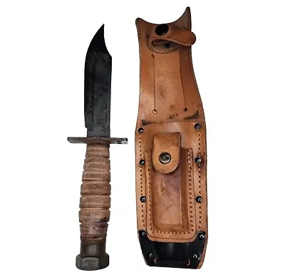 Camillus N.y (2-1984) Vintage Fixed Blade Pilot Survival Hunting Knife W/ Sheath • $75