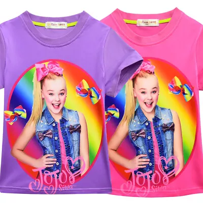 Kids Girl Jojo Siwa T-Shirt Short Sleeve Summer Casual Shirt Cartoon Cotton Tops • $17.59