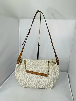 Michael Kors Handbag Jet Set Travel Tote M Vanilla Crossbody MK Monogram NWOT • $64.95