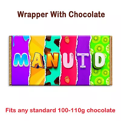 Manutd Manchester United Football Club Chocolate Bar Wrapper Novelty Gift Xmas • £2.49