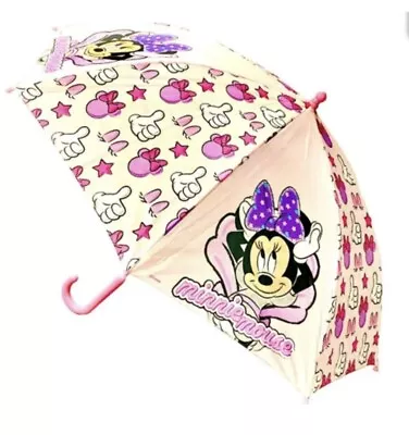 Official Licensed WALT DISNEY MINI MOUSE FOLDING UMBRELLA CREAM & PINK • £10.99