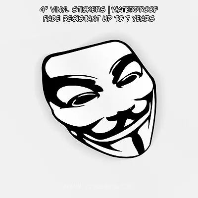 V For Vendetta - Guy Fawkes Anonymous Mask | Vinyl Sticker JDM Window Decal • $3.99