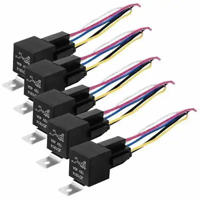 Automotive Relay 12V 5Pin 40A Car SPDT 5 Wires With Harness Socket • $16.32