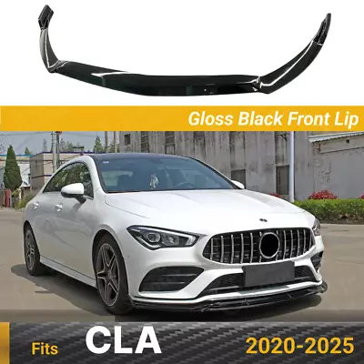 Fits Mercedes CLA 2020-2025 W118 Gloss Black Front Bumper Lip Splitter Spoiler • $98.99