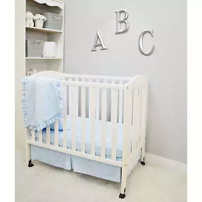 Heavenly Soft Minky Dot 3-Piece Mini/Portable Crib Bedding Set Blue  • $31.65