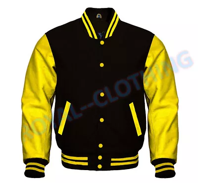 Varsity Bomber Letterman High Quality Wool & Real Cowhide Leather Sleeves Jacket • $89.99