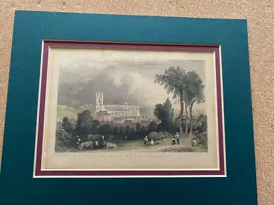 1831 ENGRAVING SAFFRON WALDEN CHURCH Essex Double Mounted HAND COLOURED • £6