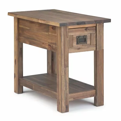 Monroe Solid Acacia Wood 14 In Wide Rectangle Narrow Side Table • $170.05