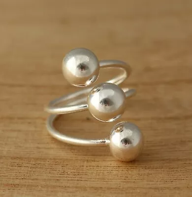 925 Sterling Silver Twist Bead Balls Ring Jewellery Various Sizes • $21.99