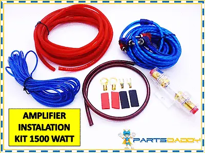 1500 Watt Complete 8 GAUGE Car Amp Audio Amplifier Cable Subwoofer Wiring Kit • £8.95