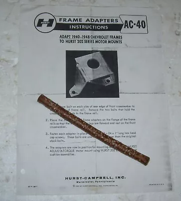 Hurst Frame Adapter Ac-40 Showing How To Use  In 40 To 48 Chevrolet • $8