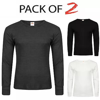 Pack Of 2 Mens Thermal Long Sleeve Shirt Top Ski Warm Winter Brushed Vest S-XL • £10.95