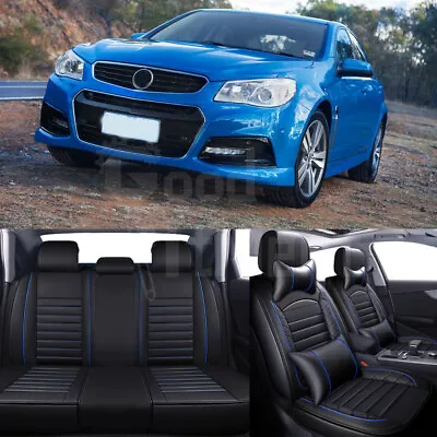 For Holden VE VF Commodore Full Set Front Rear 5Pcs Car Seat Covers Leather Blue • $175.99