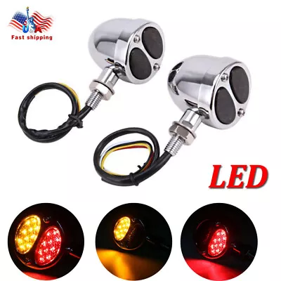 Motorcycle LED Bullet Red Amber Brake Blinker Turn Signal Tail Light For Harley • $17.81