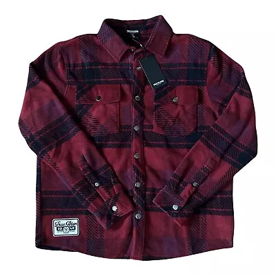 True Religion Polar Fleece Shacket Red Dahlia Mens Size Large Brand New $129 • $38