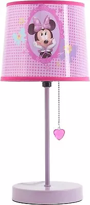 Pink Printed Disney Minnie Mouse Stick Table Kid Lamp With Pull Chain Metal Base • $60