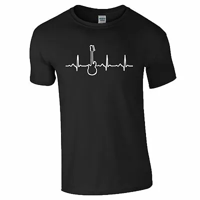 Guitar T Shirt Guitarist Heart Beat Pulse Music Rock Birthday Xmas Gift Men Top • £9.99