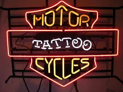 Tattoo Motorcycles 20 X16  Neon Sign Lamp Light With Dimmer • $174.99