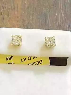 1 Carat Diamond Stud Earrings Real Natural Certified Round Solitaire 14k Gold • $359.99