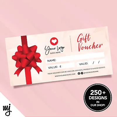 Custom Printed Business Gift Vouchers | Red Glitter Generic Bow Present 01 • £12.99