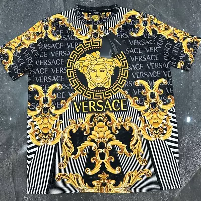 NEW Versace Mens T Shirt Black / Gold American All Size Tee • $65.01