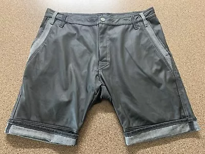 Nasty Pig Black Faux Leather And Denim Accented Shorts - Men's Size 34 • $55