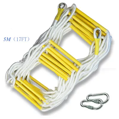 5M Rescue Rope Ladder 17FT Escape Ladder Emergency Work Safety Response Fire • $88.99