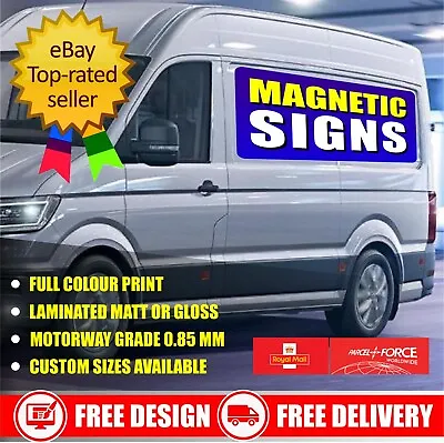 2x MAGNETIC VAN SIGNS CAR VAN MAGNET TAXI BUSINESS FULL COLOUR PRINTED PAIR • £14.99