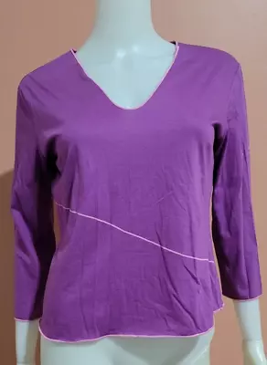 Versace Sport Quarter Sleeved V-neck Top Purple Size L • $45