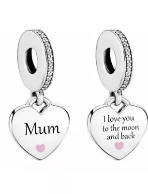 Mum I Love You To The Moon And Back Charm Genuine 💜 925 Sterling Silver • £17.89