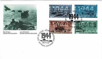 Canada 1994 50th Ann Second World War Block Of 4 On Official First Day Cover Fdc • £3.35