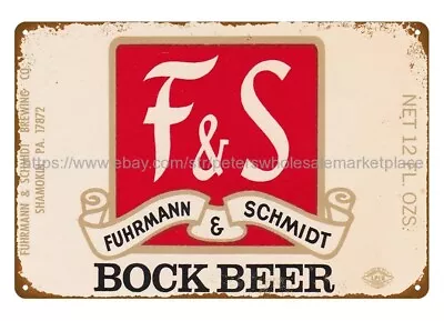1930s F&S Bock Beer Fuhrmann Schmidt Brewing Shamokin PA Metal Tin Sign • $18.93