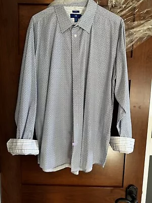 Mens Dot Pattern Blue Egara Shirt 2XL EUC • $29