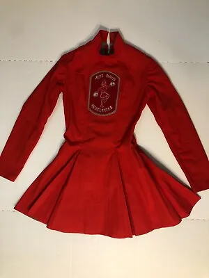 VTG 60's Jeff Davis Rebelettes Red Back Zipper Pleated Pom Pom Cheer Dance  • $79