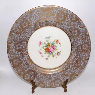 Large Hand Painted Minton Brocade Cabinet Plate Baby Blue Border 10.5  • £25