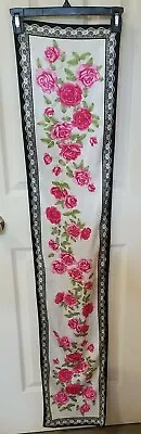Pink Roses/Floral Scarf Cream Silk Chiffon - Lace Print Edge In Black 11  X 54  • £17.10