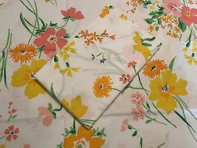 2 New Unused Vintage Pink Yellow Green Floral Flowers Standard Pillow Cases -A31 • $10.99