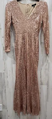 LULUS Size MEDIUM Rose Gold Long Sleeve Sequin Maxi Dress*Capture The Moon*NWOT • $38