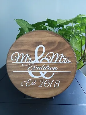 Wedding Sign Mr And Mrs 12 Inches Round Customized With Names  • $20