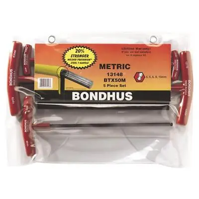 Pack Of 5 Bondhus 5 Pce 4mm To 10mm Hex Ball End T-Handle Allen Key Set 13148 • $475